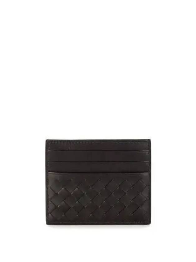 Luxury Bottega Veneta Intrecciato Card Wallet Dark Brown