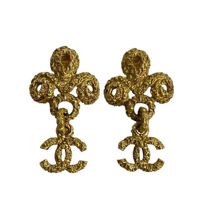 CHANEL Earring Gold Plated gold Lava COCO Mark Women