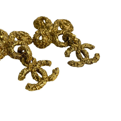 CHANEL Earring Gold Plated gold Lava COCO Mark Women