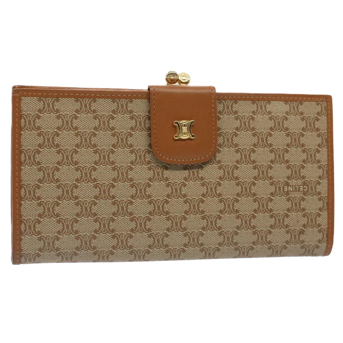 Luxury CELINE Macadam Canvas Long Wallet Beige  51307