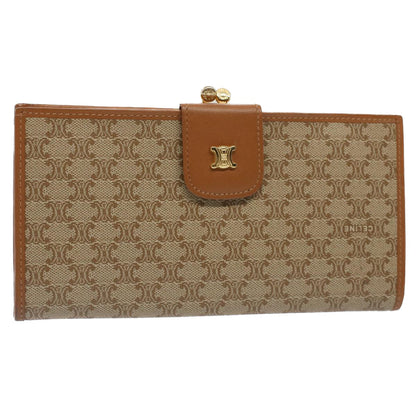 Luxury CELINE Macadam Canvas Long Wallet Beige  51307