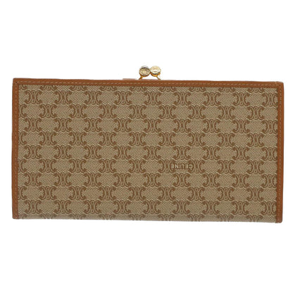 Luxury CELINE Macadam Canvas Long Wallet Beige  51307