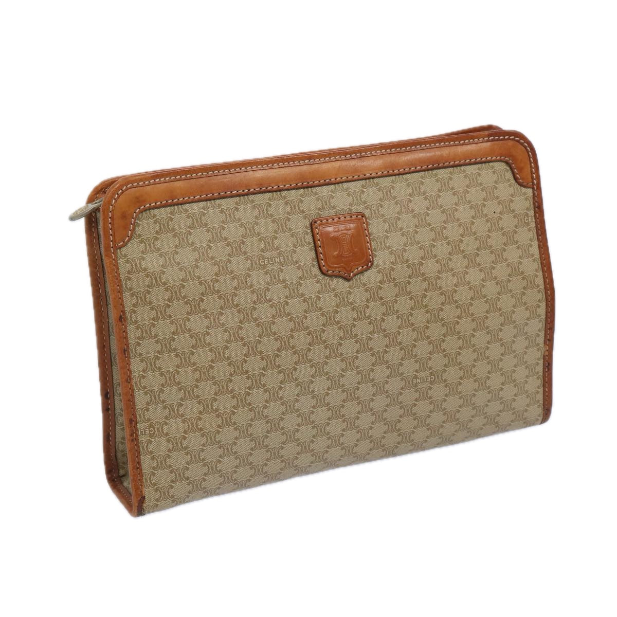 Luxury CELINE Macadam Canvas Clutch Bag Beige  51311