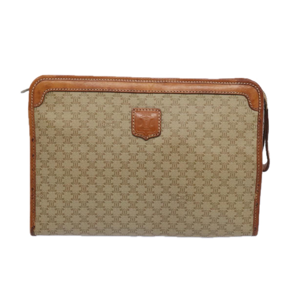 Luxury CELINE Macadam Canvas Clutch Bag Beige  51311