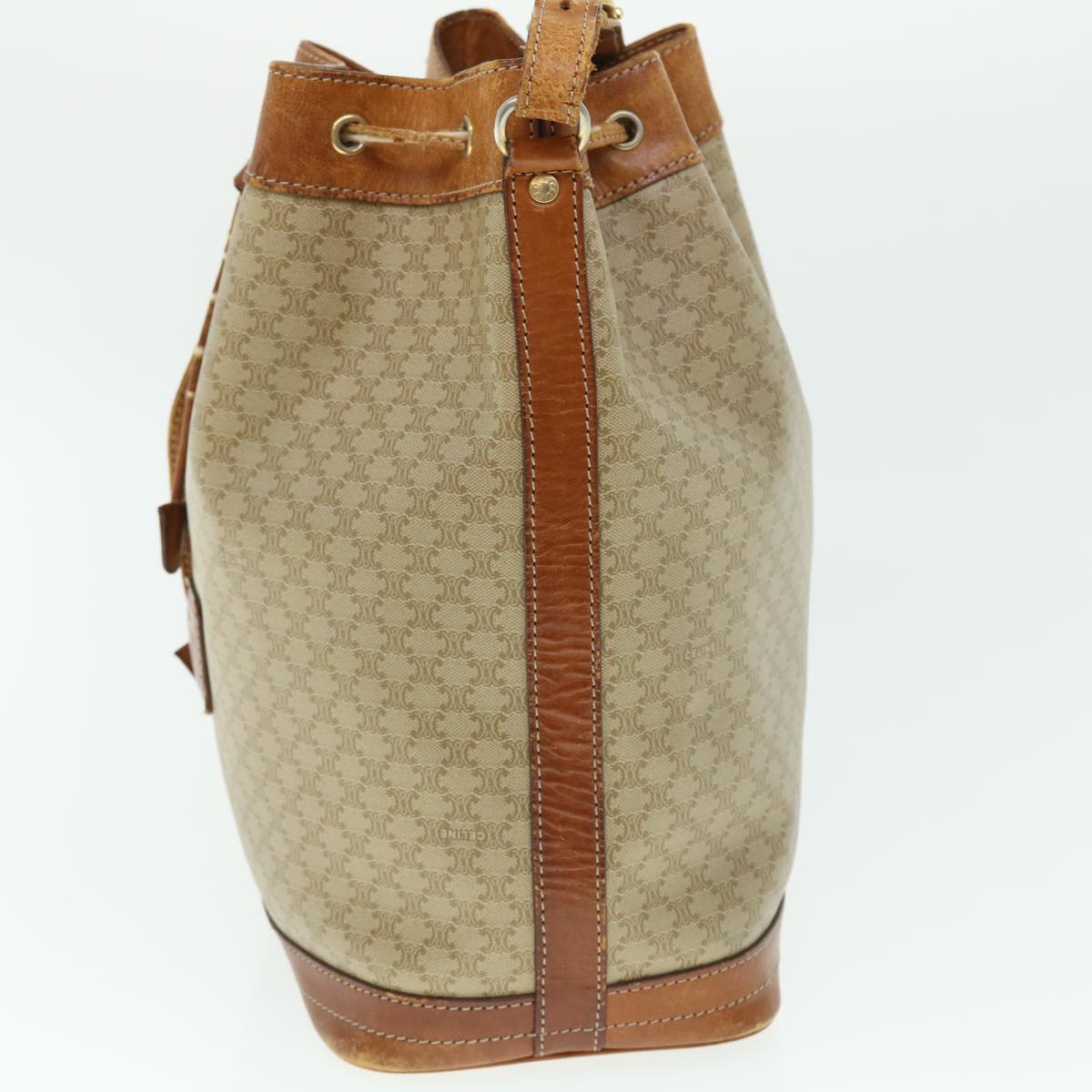 Luxury CELINE Macadam Canvas Shoulder Bag Beige  51313