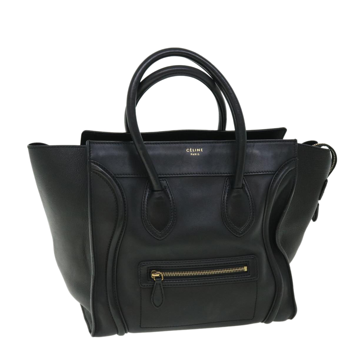 Luxury CELINE Luggage Mini Hand Bag Leather Black  51427