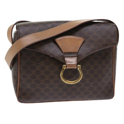 Luxury CELINE Macadam Canvas Shoulder Bag PVC Leather Brown  51453