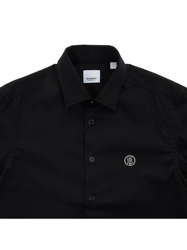 Luxury Burberry Monogram Motif Stretch Cotton Blend Long Sleeve Shirt Black
