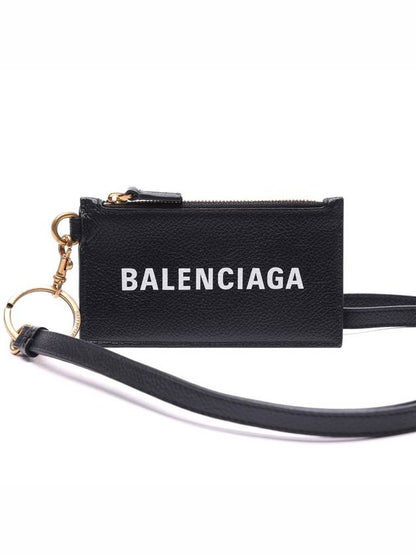 Luxury Balenciaga Trending 2025 Logo Cash Keyring Card Wallet Black