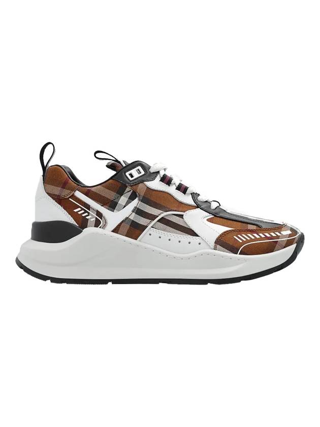 Luxury Burberry Vintage Check Cotton Leather Low Top Sneakers Brown