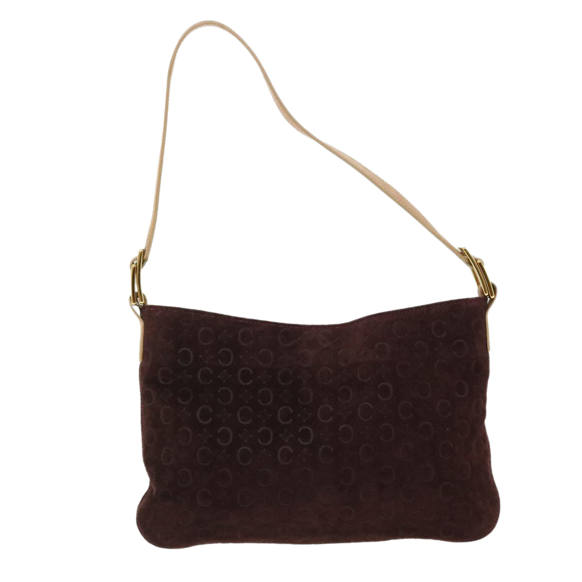 Luxury CELINE C Macadam Canvas Shoulder Bag Wine Red  51976