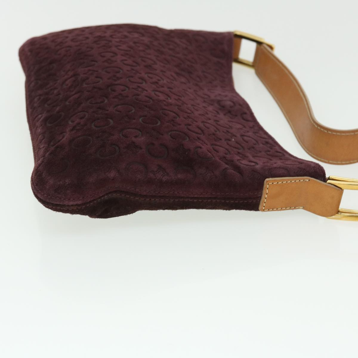 Luxury CELINE C Macadam Canvas Shoulder Bag Wine Red  51976