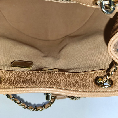Chanel 23P Small Duma Backpack Caramel Tan Caviar Leather
