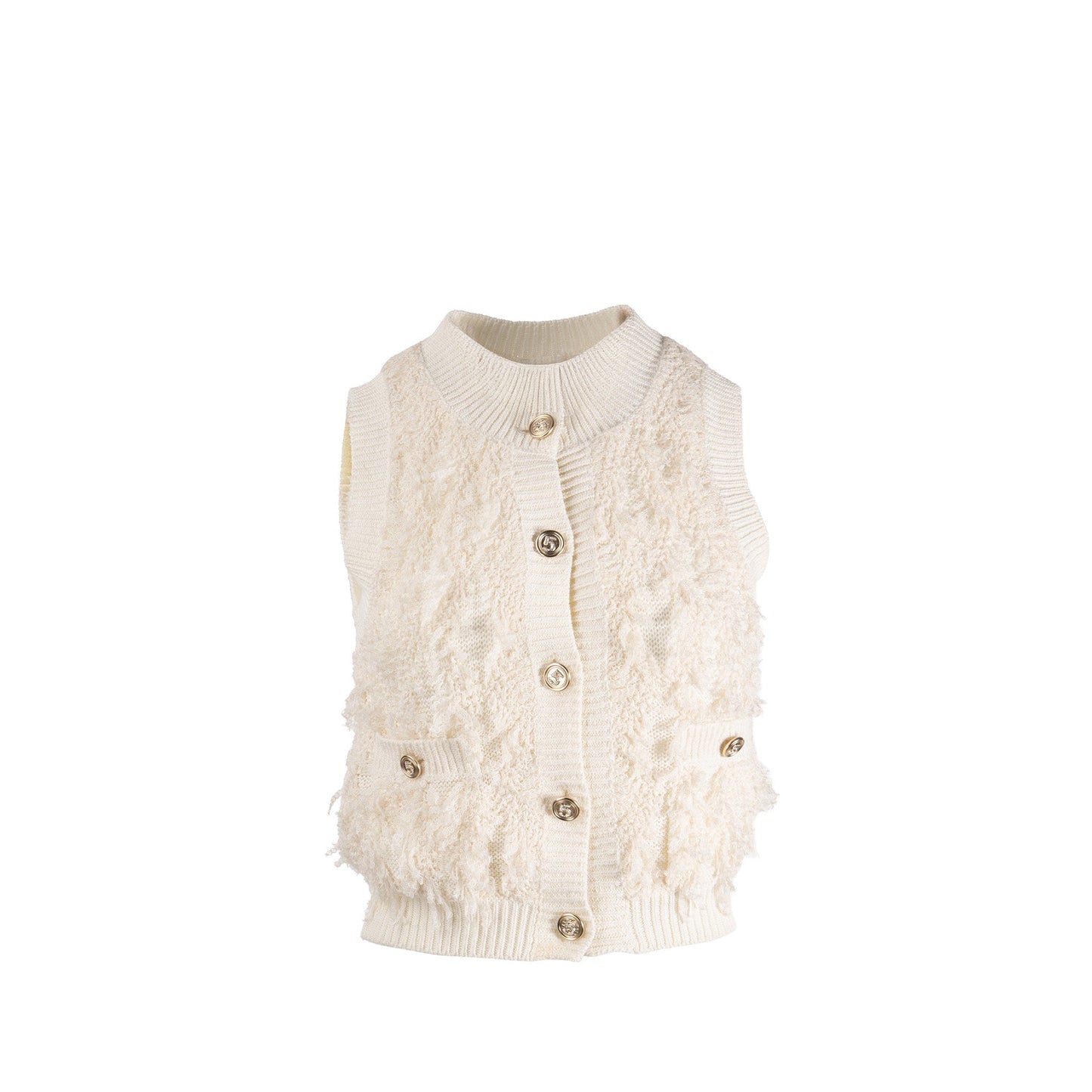 Chanel Size 34 21S No.5 Button Sleeveless Top Cotton/True Hemp/Polyamide Ecru LGHW
