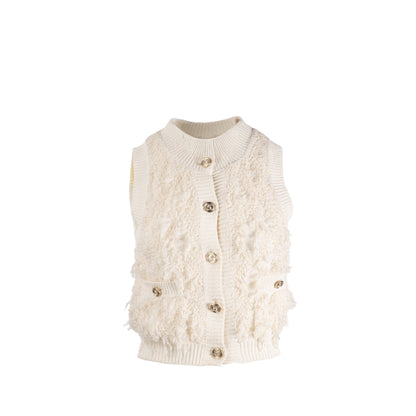Chanel Size 34 21S No.5 Button Sleeveless Top Cotton/True Hemp/Polyamide Ecru LGHW