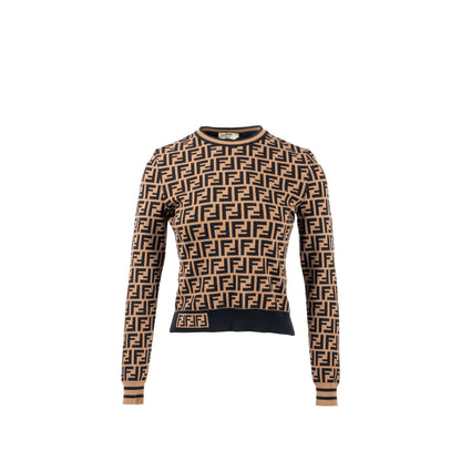 Fendi Size 36 Sweater Viscose/Polyester Brown/Black