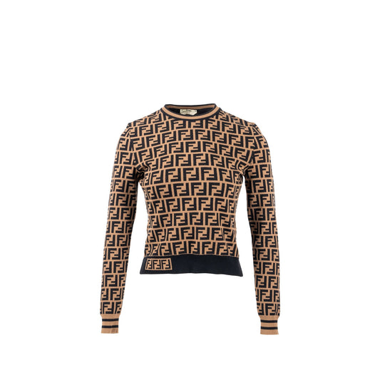 Fendi Size 36 Sweater Viscose/Polyester Brown/Black