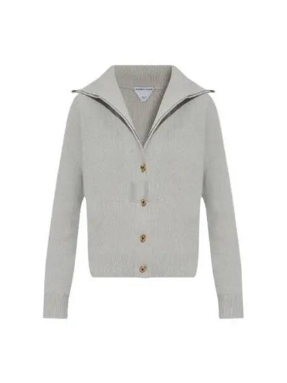 Luxury Bottega Veneta Compact Knot Button Wool Cardigan Moon