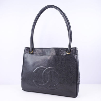 CHANEL Tote Bag Caviar skin black Women
