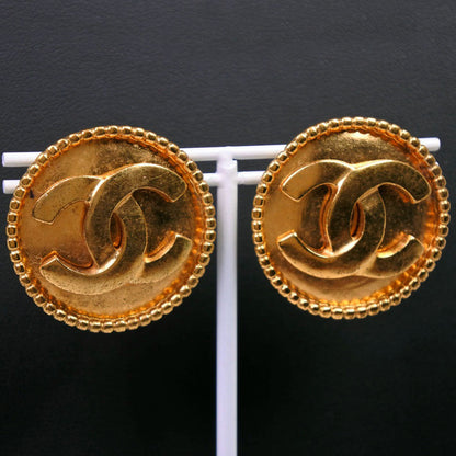 CHANEL Earring Plated Gold, Color Stone gold COCO Mark Women