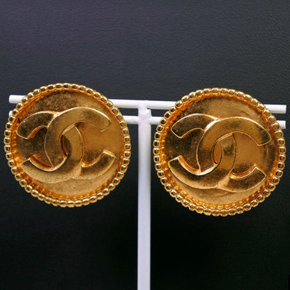 CHANEL Earring Plated Gold, Color Stone gold COCO Mark Women
