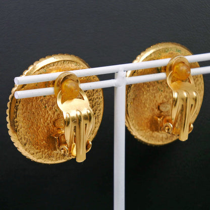 CHANEL Earring Plated Gold, Color Stone gold COCO Mark Women