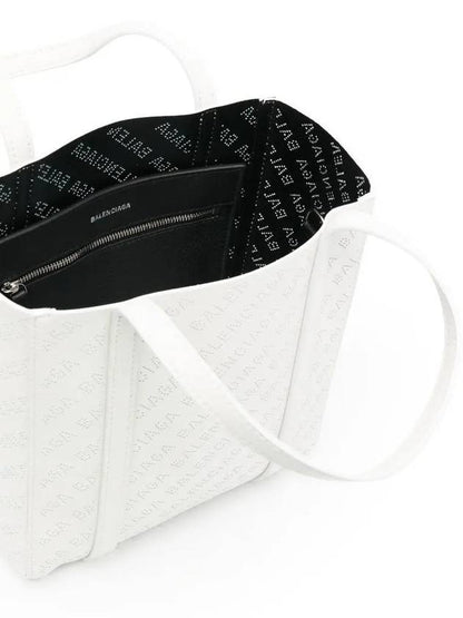 Luxury Balenciaga Trending 2025 Everyday All Over Logo Leather Tote Back White