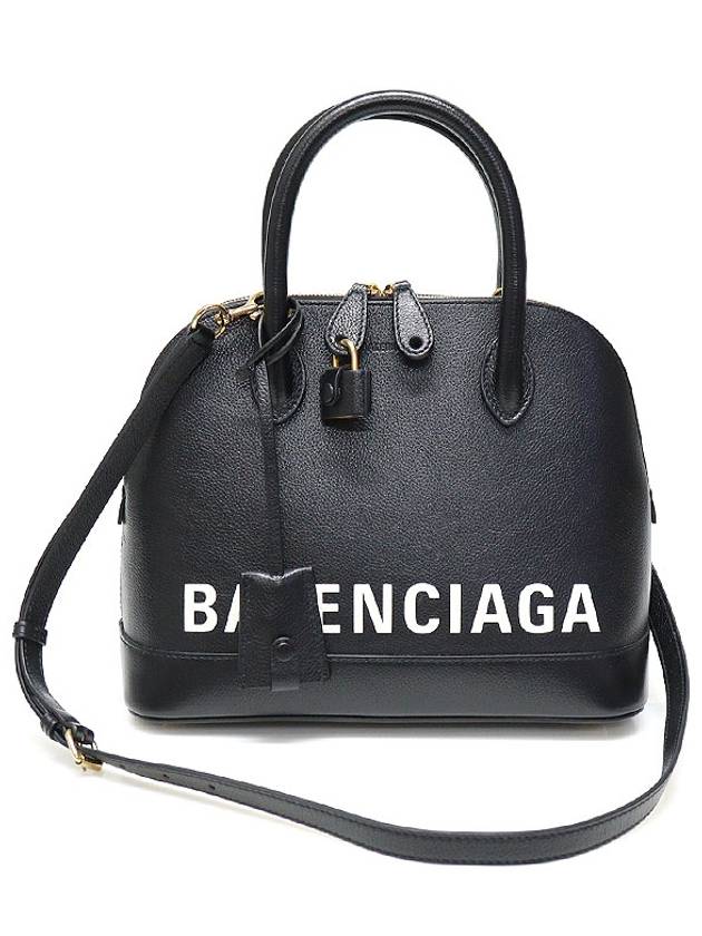Luxury Balenciaga Trending 2025 550645 Black Leather Logo Printing Bill Top Handle Small 2WAY