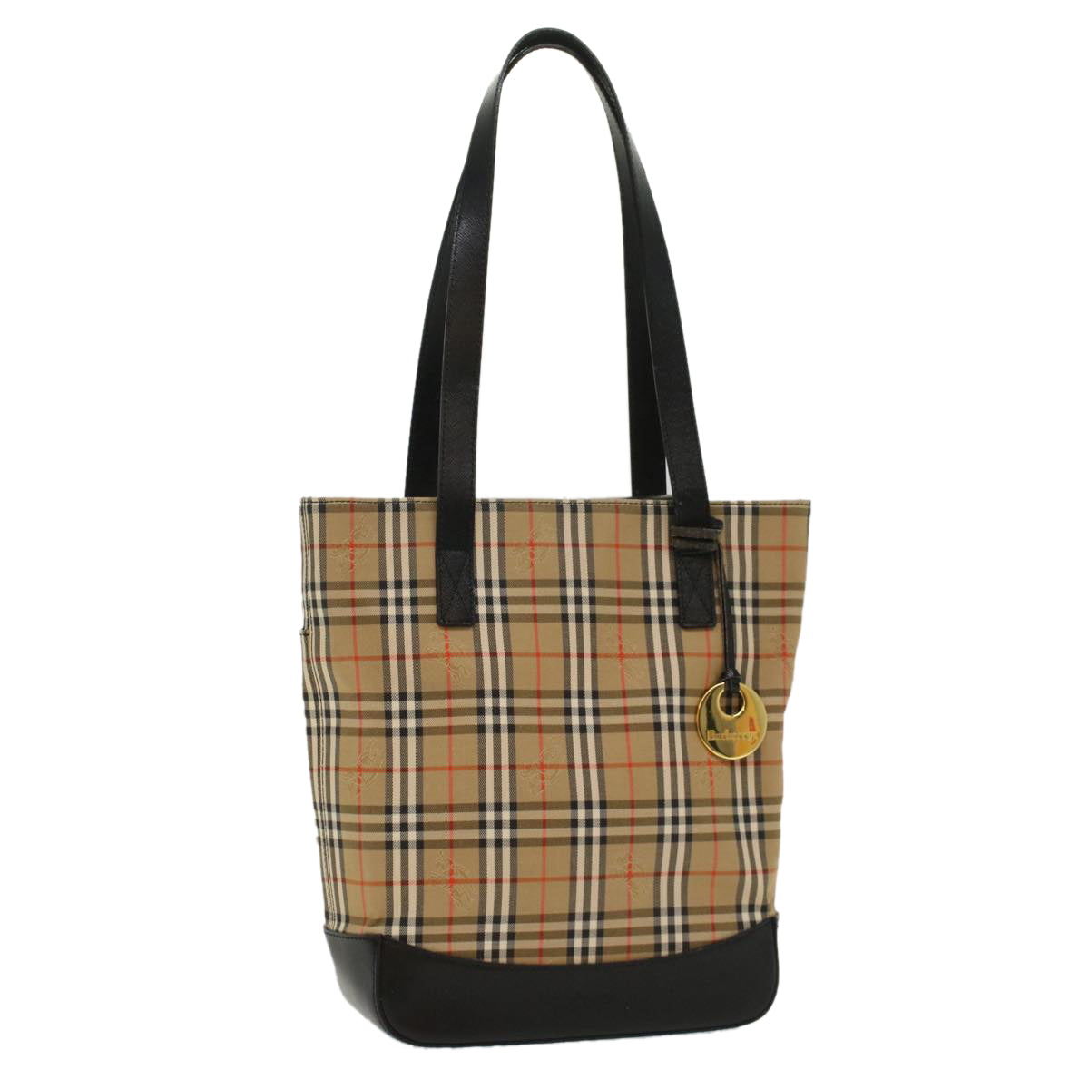 Luxury BurberrySs Nova Check Shoulder Bag Nylon Leather Beige Auth 52494
