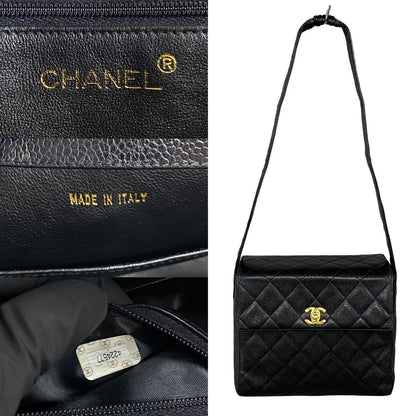 CHANEL Shoulder Bag Matt caviar skin black COCO Mark Caviar skin Matrasse Women