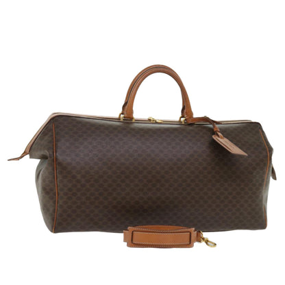 Luxury CELINE Macadam Canvas Boston Bag PVC Leather 2way Brown  53086