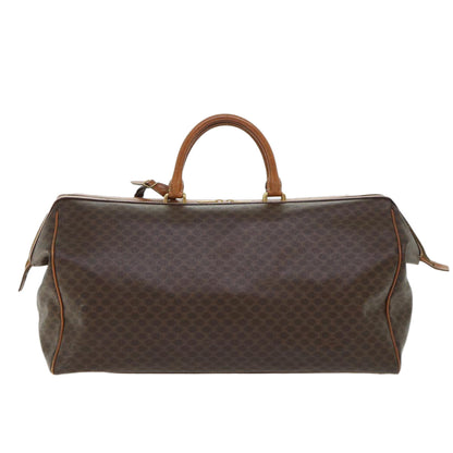 Luxury CELINE Macadam Canvas Boston Bag PVC Leather 2way Brown  53086