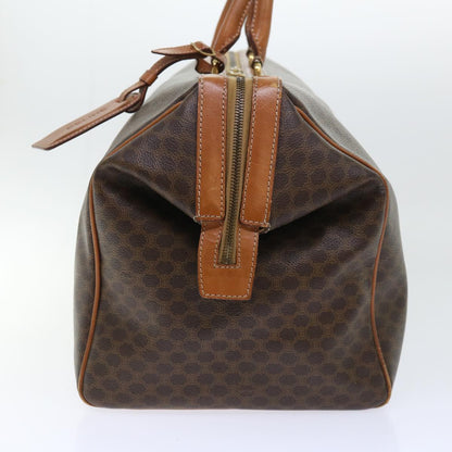 Luxury CELINE Macadam Canvas Boston Bag PVC Leather 2way Brown  53086