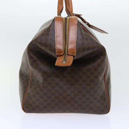 Luxury CELINE Macadam Canvas Boston Bag PVC Leather 2way Brown  53086