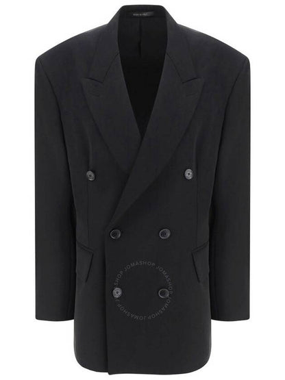 Luxury Balenciaga Trending 2025 Cinched Double Breasted Wool Jacket Black