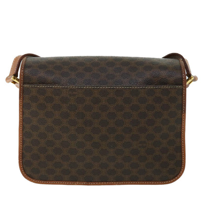 Luxury CELINE Macadam Canvas Shoulder Bag PVC Leather Brown  53340