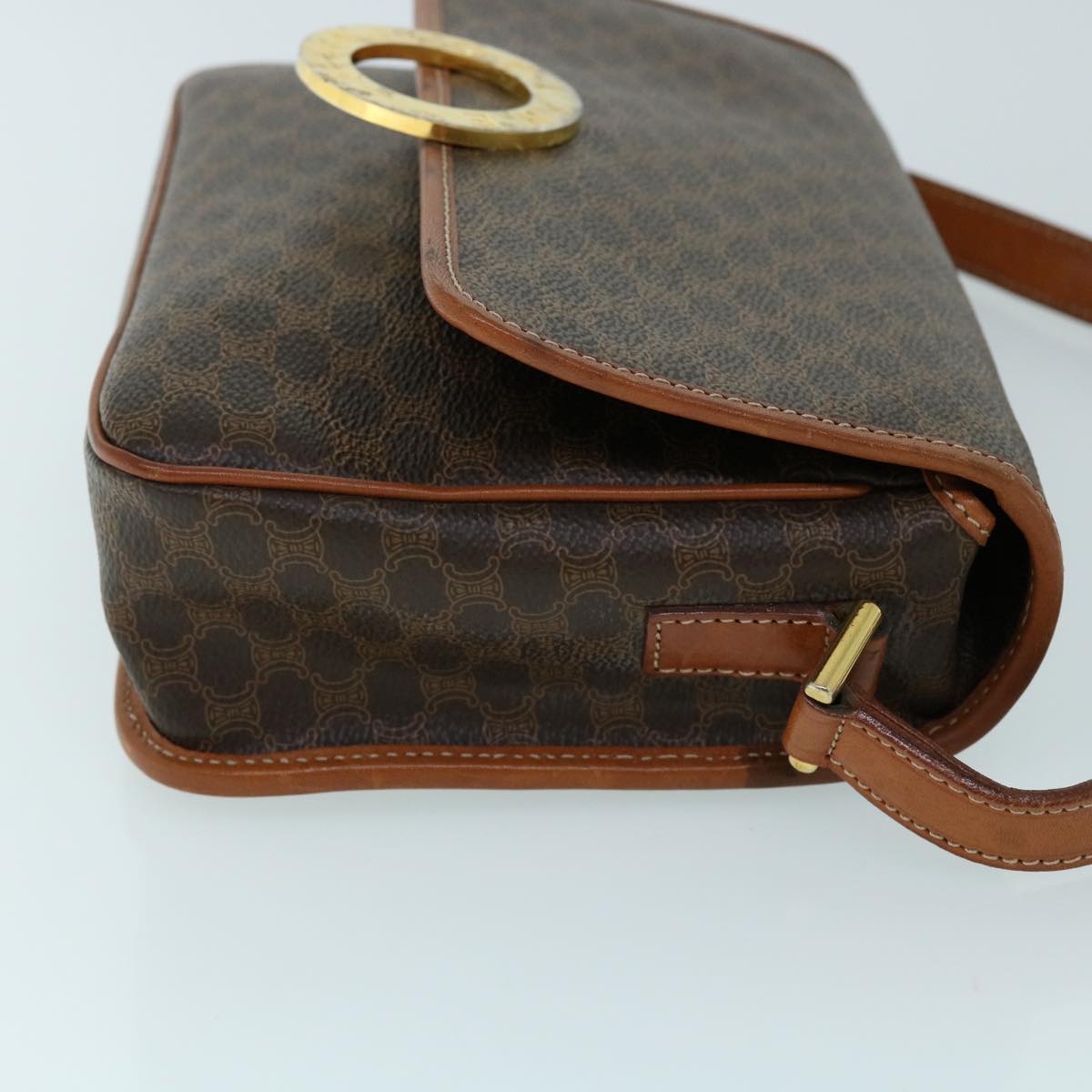 Luxury CELINE Macadam Canvas Shoulder Bag PVC Leather Brown  53340