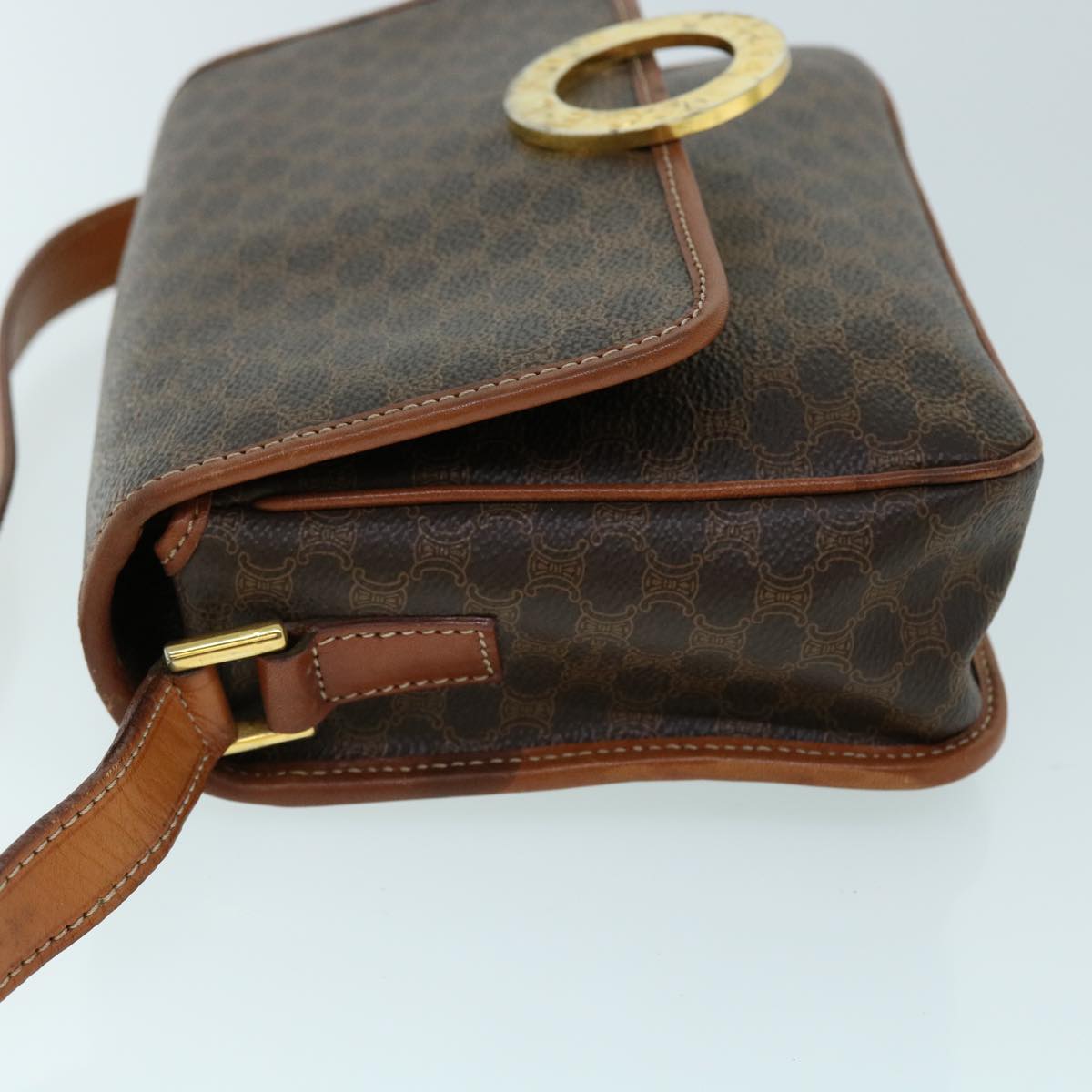 Luxury CELINE Macadam Canvas Shoulder Bag PVC Leather Brown  53340