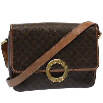 Luxury CELINE Macadam Canvas Shoulder Bag PVC Leather Brown  53391