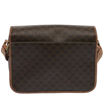 Luxury CELINE Macadam Canvas Shoulder Bag PVC Leather Brown  53391