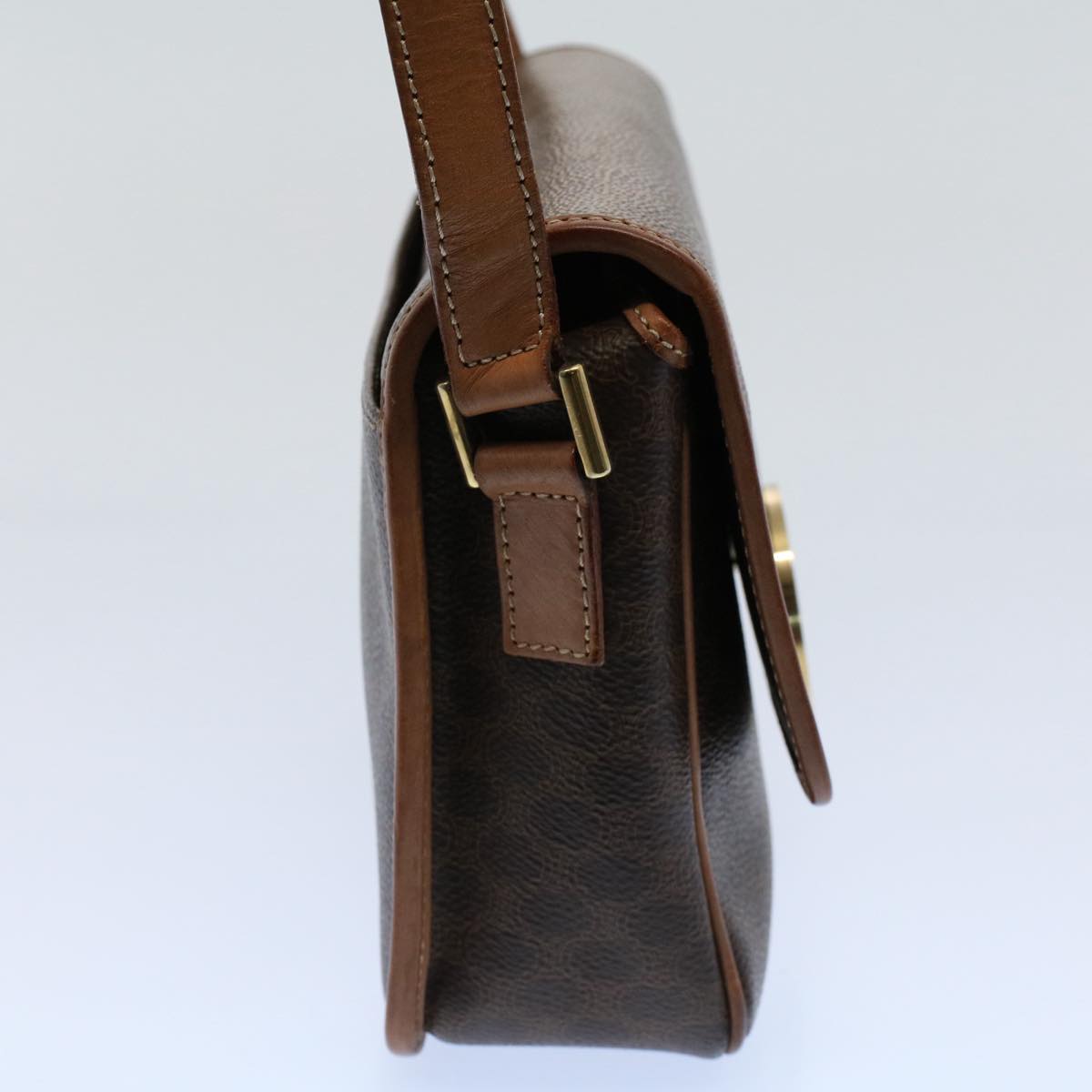Luxury CELINE Macadam Canvas Shoulder Bag PVC Leather Brown  53391