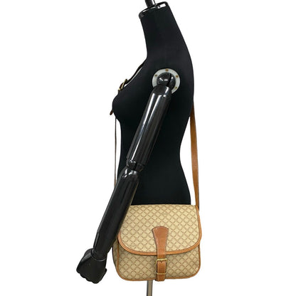 CELINE Shoulder Bag Leather, PVC Brown Macadam Blason Triomphe Pattern Women
