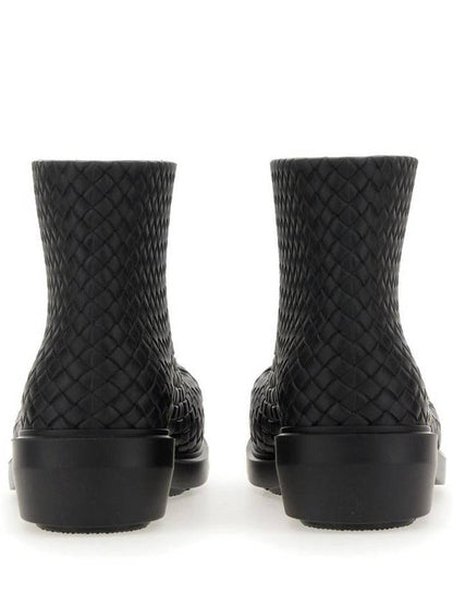 Luxury Bottega Veneta Fireman Intrecciato Leather Ankle Boots Black