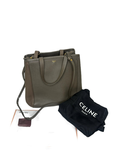 Luxury CELINE Fold Cabas Tote Bag Greige Leather Medium B20-03