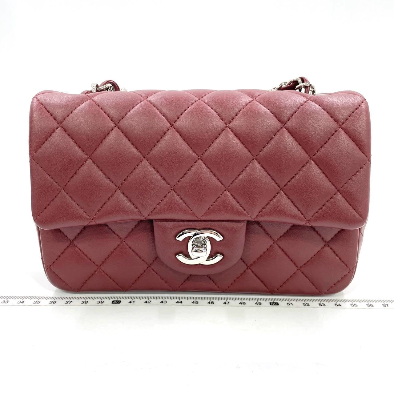 Chanel Classic Flap Rectangular Mini Burgundy Lambskin Silver HW, 2019