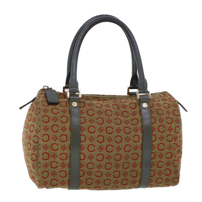 Luxury CELINE C Macadam Canvas Hand Bag Leather Khaki  53734