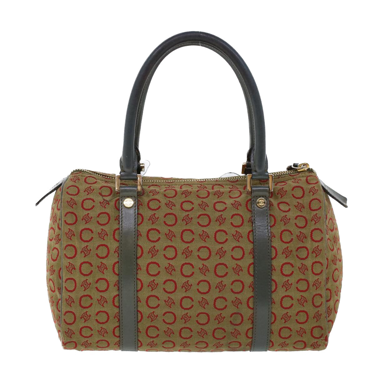 Luxury CELINE C Macadam Canvas Hand Bag Leather Khaki  53734