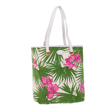 Luxury CELINE Botanical Pattern Tote Bag Canvas Green Pink  53737