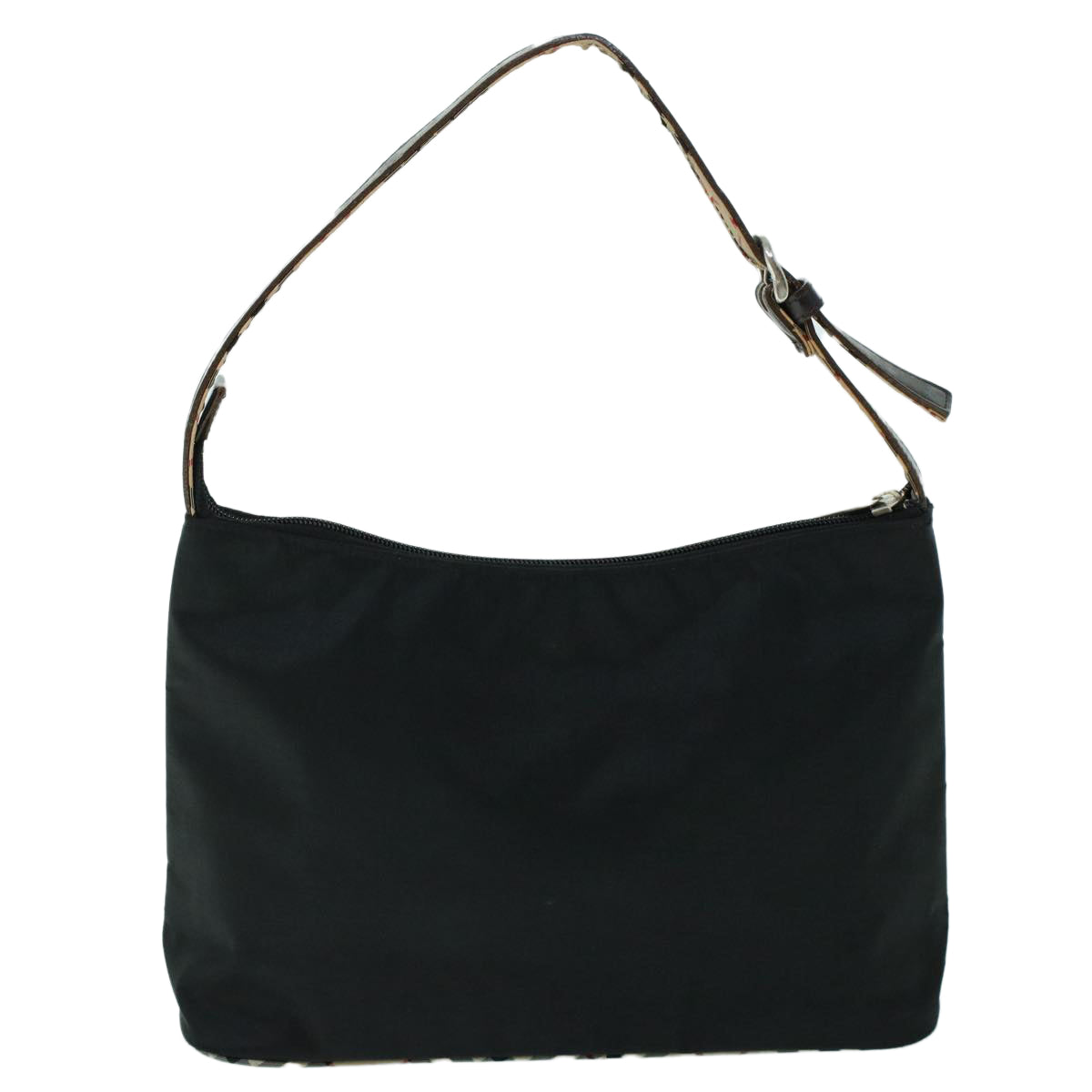 Luxury Burberry Nova Check Shoulder Bag Nylon Leather Beige Black Auth 53789