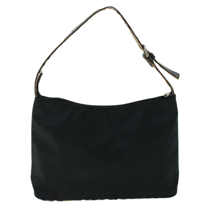 Luxury Burberry Nova Check Shoulder Bag Nylon Leather Beige Black Auth 53789